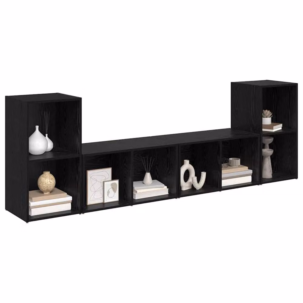 Berkfield Home 4-Piece Cube Storage Set with Shelves in Black Oak, W/D/H: 72 x 35 x 36.5 cm – 3