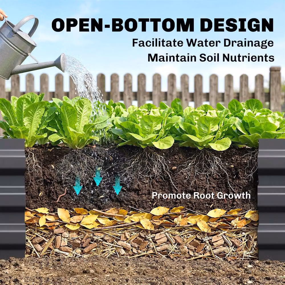 STILVORA Grey Galvanised Steel Raised Garden Bed with DIY Shape, W/D/H: 241 x 120 x 30 cm – 6