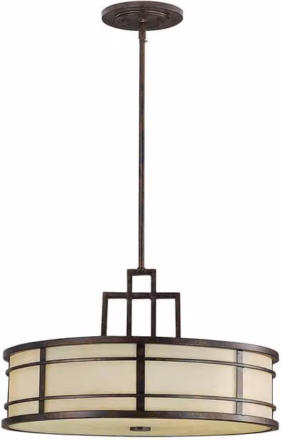 Netlighting Fusion 3 Light Ceiling Pendant in Bronze with Amber Glass and E27 Socket