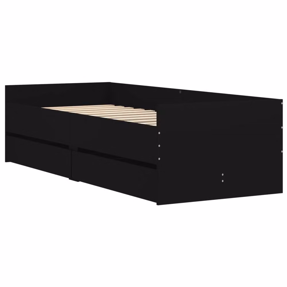 Berkfield Home Modern Small Single Bed Frame with Drawers, Black, W: 75 cm, L: 190 cm – 3
