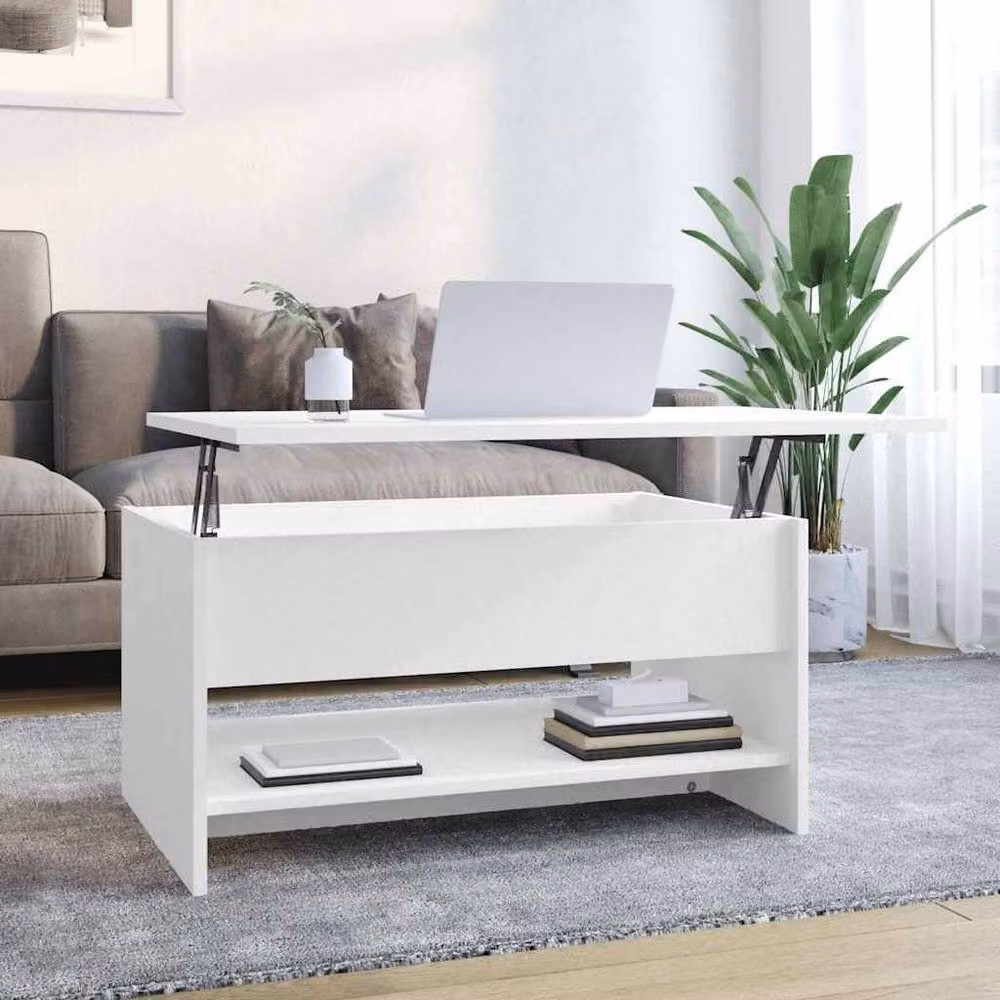 Berkfield Home Modern White Coffee Table with Lift Mechanism, W/D/H: 80 x 50 x 40 cm – 2
