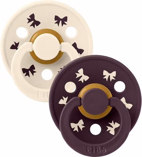 BIBS Colour Holiday Bow Dummies 2 Pack in Ivory and Plum