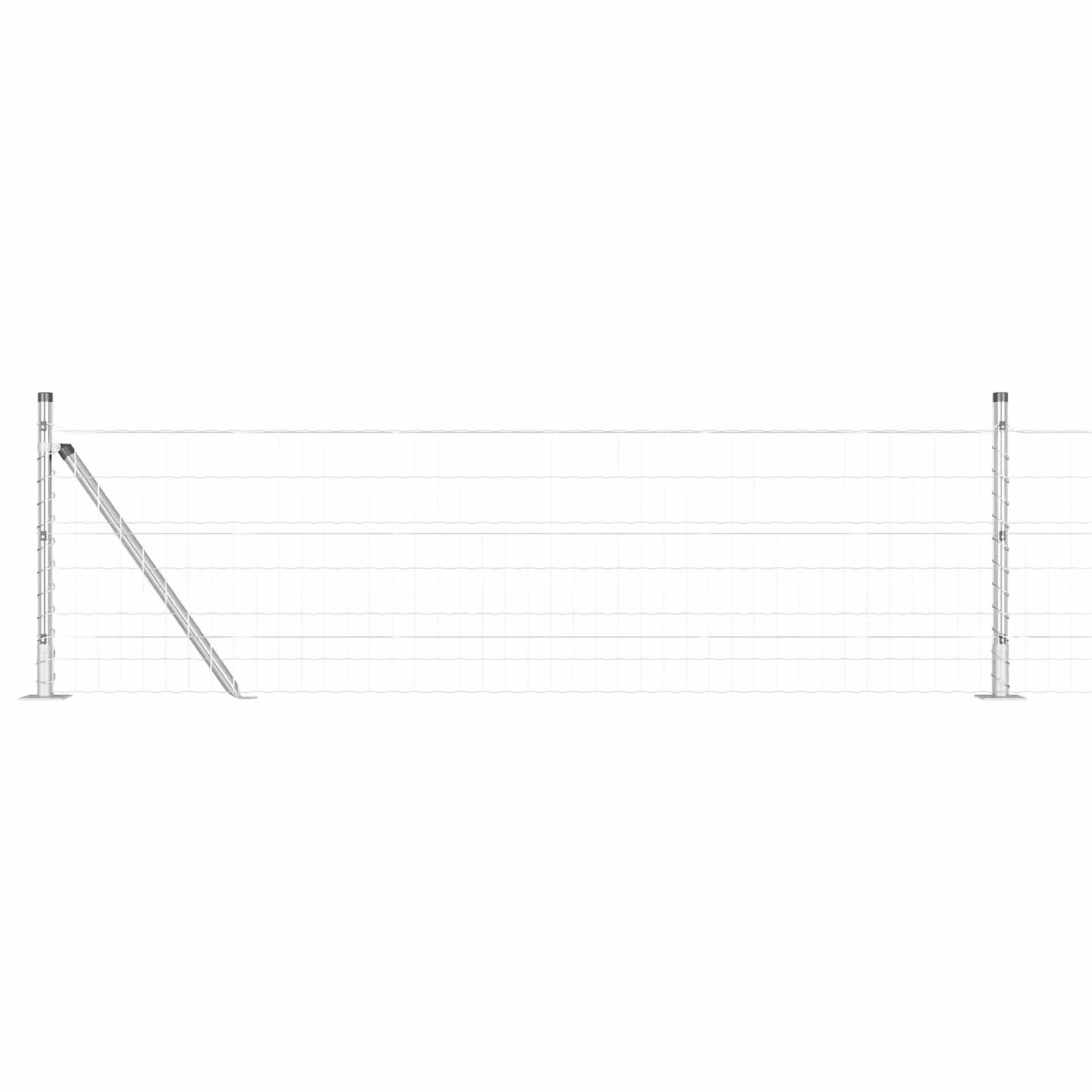Berkfield Home Euro Fence with 7 Flanged Posts, Galvanised Steel, Silver/Grey, W: 10 m, H: 0.6 m – 2