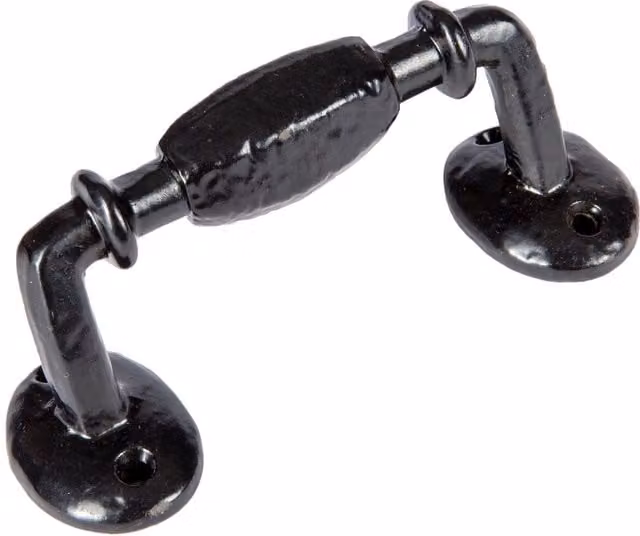 Hammer and Tongs Offset Wrought Iron Bow Door Handle, Matt Black, H: 11.5 cm, W: 52 cm – 1