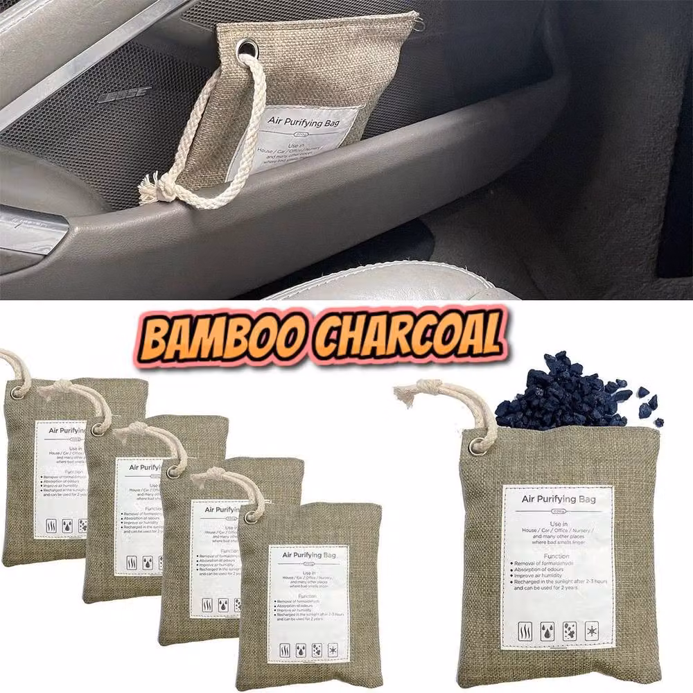 NESTLUNE Natural Bamboo Charcoal Dehumidifying and Air Purifying Bag, Beige, 100g – 2
