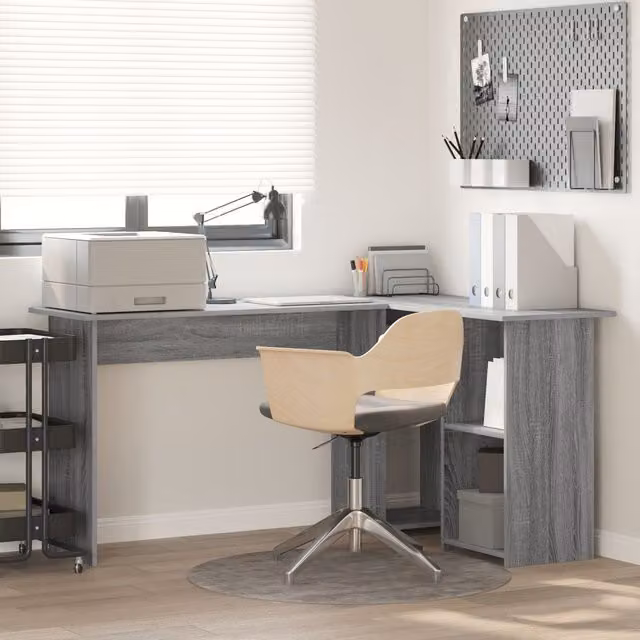 Berkfield Home Grey Computer Desk with Storage, MDF Construction – 1