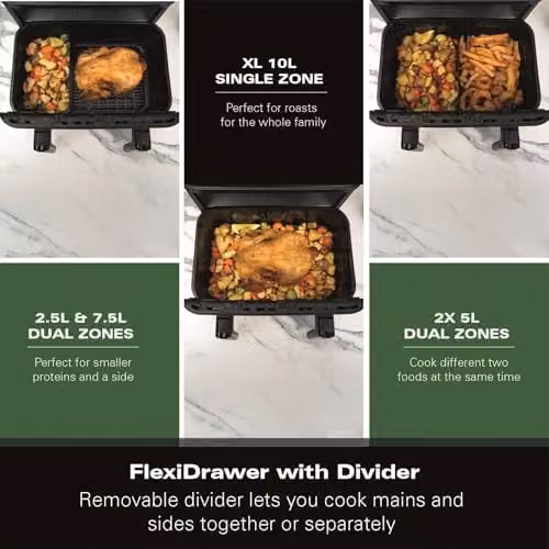 Hamilton Beach 10L Dual Zone FlexiZone Air Fryer with LCD Touchscreen and Vortex Technology, Black HB983AP – 3