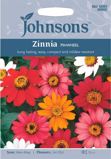 Johnsons Multicolour Pinwheel Zinnia Ornamental Flower Seeds