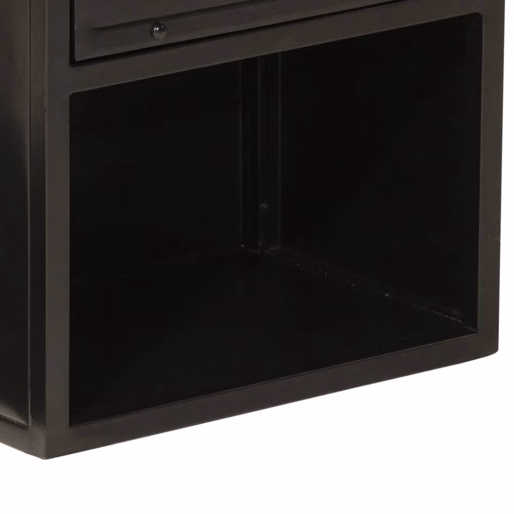 Berkfield Home Beautiful Industrial Bathroom Cabinet in Black and Mango Wood, W/D/H: 40 x 27 x 90 cm – 4