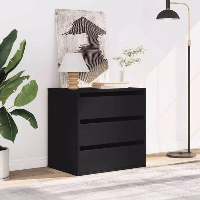 Berkfield Home Classic Corner Chest of Drawers in Black, W: 60 cm, D: 41 cm, H: 58 cm