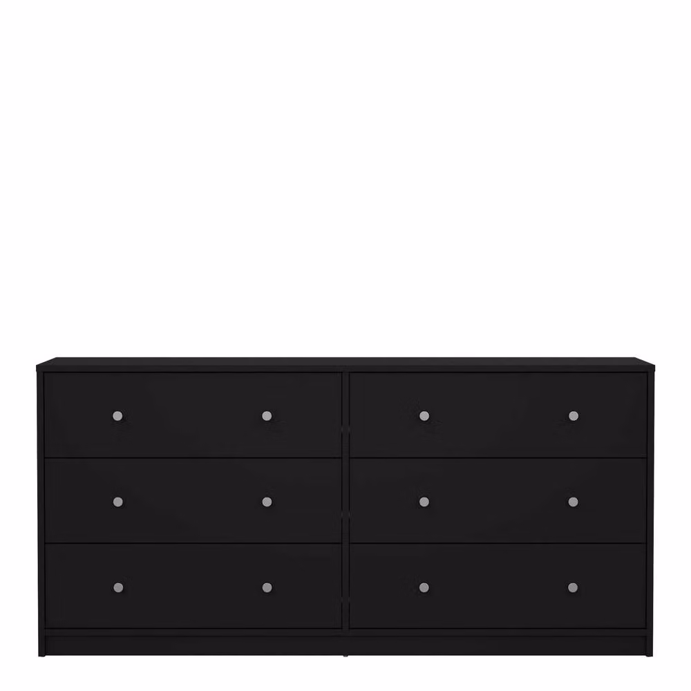 Wyld Haus Tainan Black Wide 6 Drawer Chest H 143.1 x W 68.3 x D 31.7 cm – 2