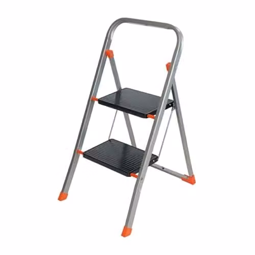 TB Davies 2-Step Slimline Steel Step Stool in Grey and Silver – 1