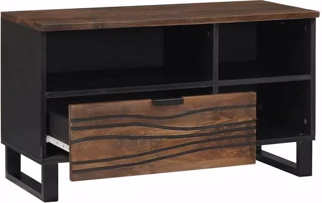 Berkfield Home Modern TV Cabinet in Walnut Brown, W/D/H: 80 x 33.5 x 46 cm