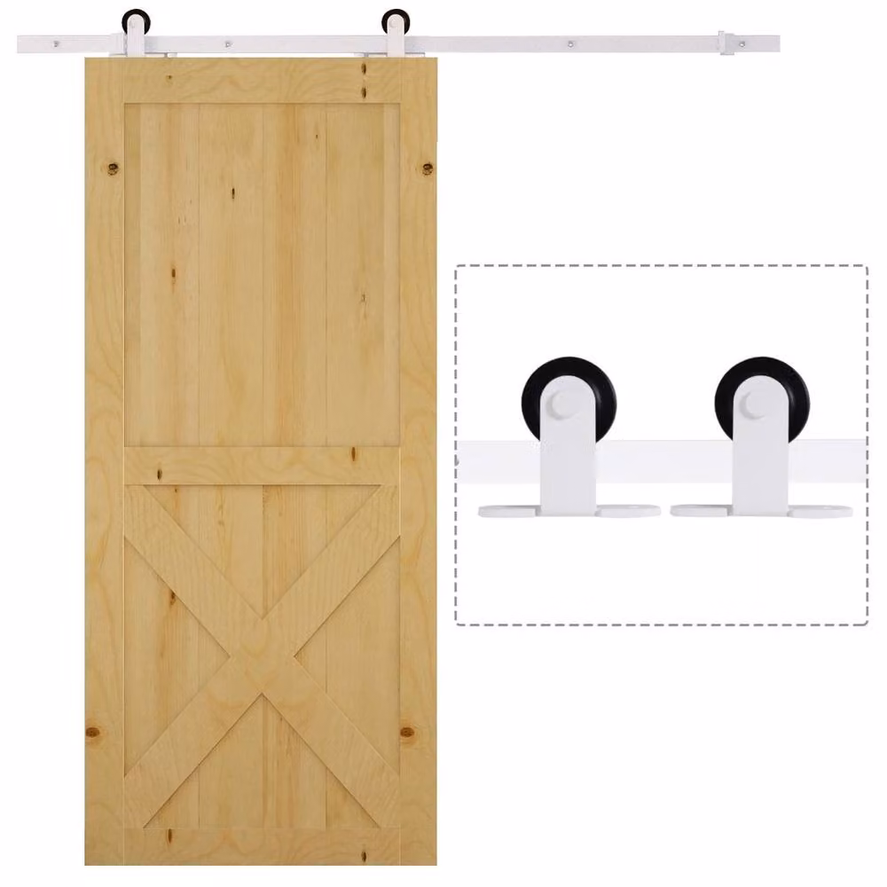 EONLION White Sliding Barn Wood Door Hardware Kit W: 100 cm, H: 40 cm – 2