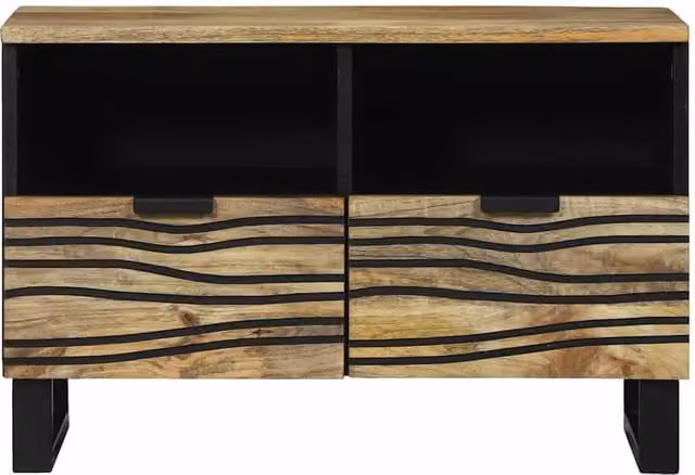 Berkfield Home TV Cabinet in Brown Solid Mango Wood, W/D/H: 70 x 33.5 x 46 cm – 1