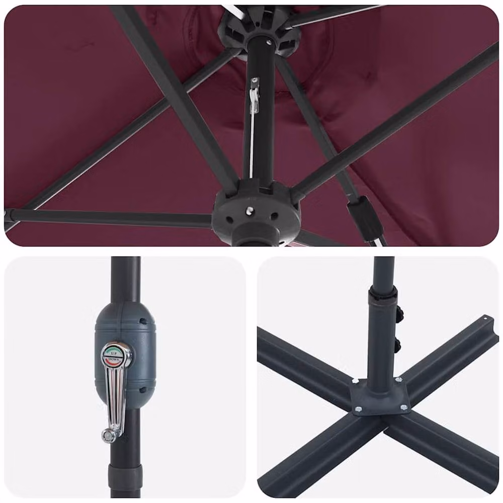 Berkfield Home Modern Folding Garden Parasol in Red, W/D/H: 380 x 196 x 235 cm – 3