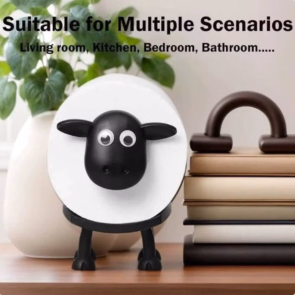 PAWNORA 2-Piece Funny Sheep Toilet Paper Holder Set in Black – 5
