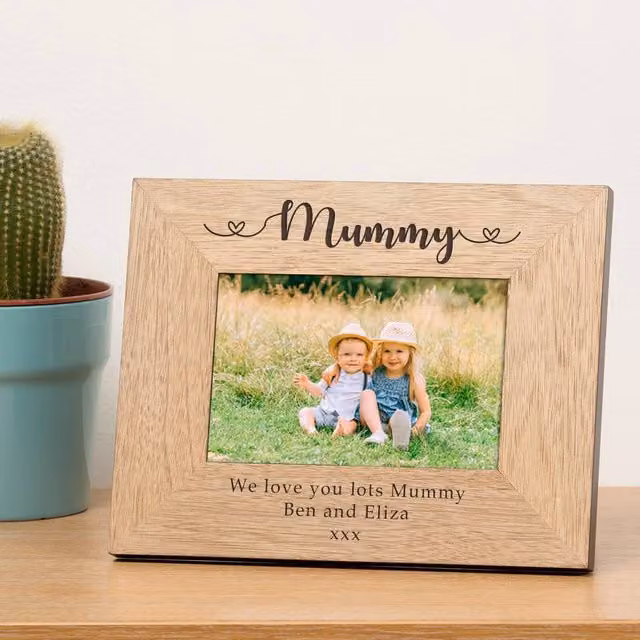 Uniqueful Personalised Mummy Wood Picture Frame, Brown, W/H: 10 x 15 cm