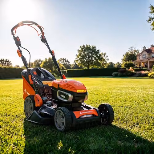 Yard Force 46cm Cordless Self-Propelled Lawn Mower with 58V LFP Battery, Brushless Motor, 60L Collection Bag and Mulching Kit, Orange – 3