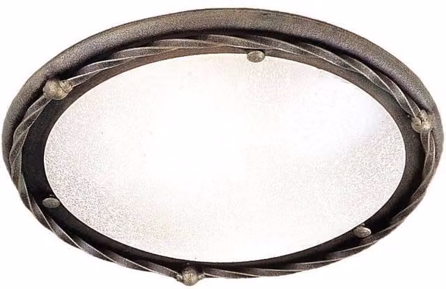 Elstead Pembroke Round Flush Ceiling Light in Black and Gold/Brass with E27 Bulb Holder