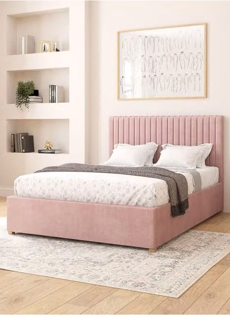 Aspire Grant Electric Adjustable Bed with Pocket Sprung Mattress, Upholstered in Pink Plush Velvet Fabric, W/D/H: 180 x 200 cm, King Size