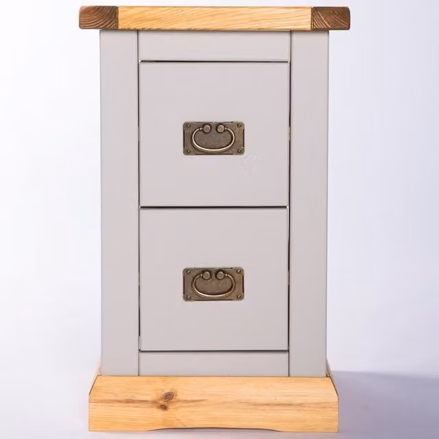 Cabinet Bits Bomporto 2 Drawer Petite Bedside Cabinet in Grey with Gold Details
