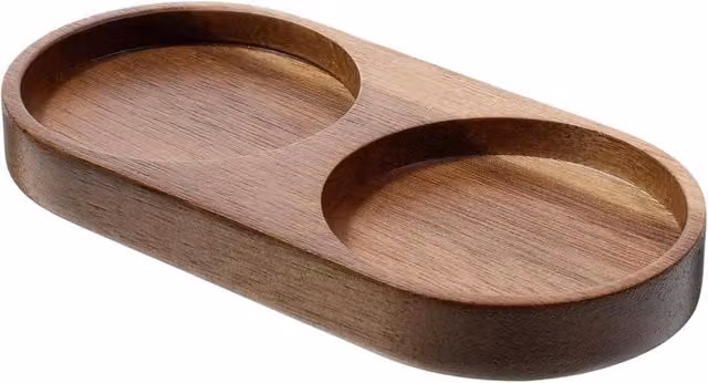 VOGREX Acacia Wood Salt and Pepper Grinder Tray Holder in Brown – 1