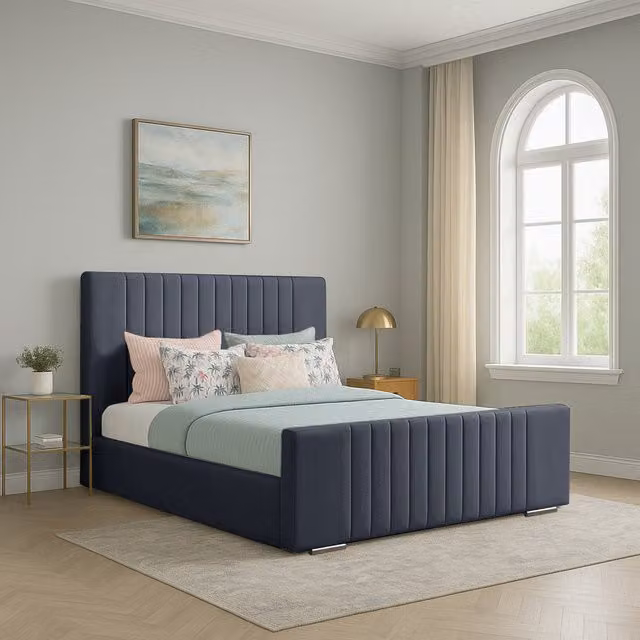 Desire Deco Caroline Upholstered Velvet Bed Frame in Yellow, Superking (200 x 200 cm)