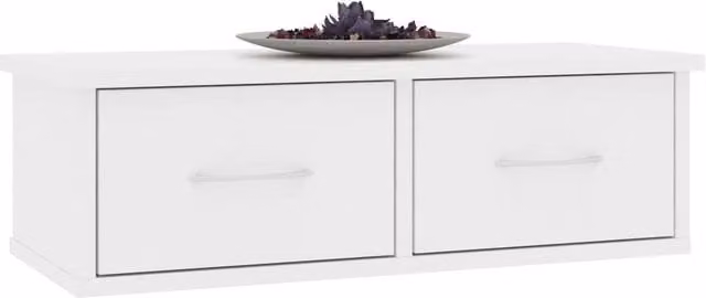 Berkfield Home Wall-mounted Drawer Shelf in White, W: 60 cm, D: 26 cm, H: 18.5 cm