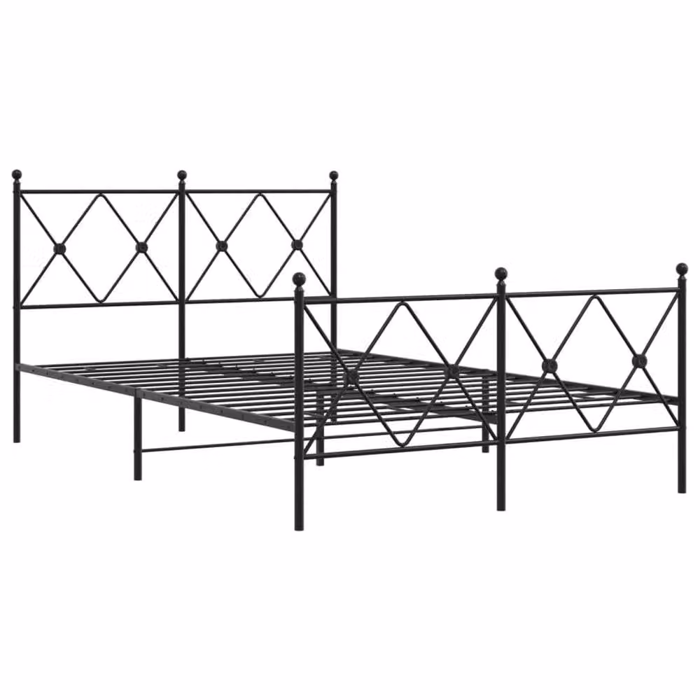 Berkfield Home Metal Bed Frame with Footboard, Black, W: 120 cm, L: 190 cm – 3