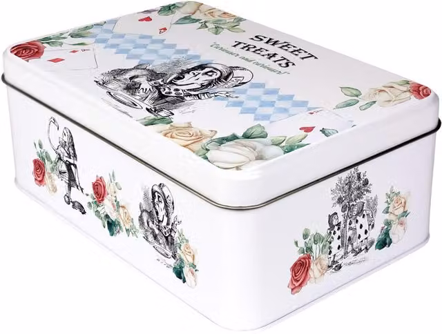 Purely Home Alice's Adventures in Wonderland Rectangular Metal Cake Tin, Multicoloured