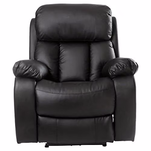 More4Homes Chester Electric Heated Massage Recliner Bonded Leather Armchair in Black – 4
