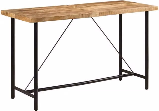 Berkfield Home Bar Table in Brown Mango Wood and Iron, W/D/H: 180 x 70 x 107 cm