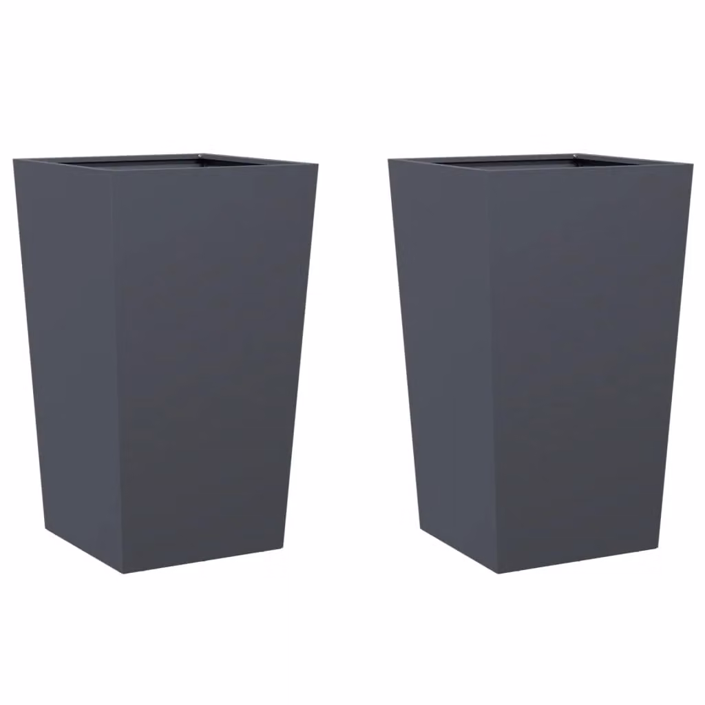 Berkfield Home Garden Steel Planter Tubs in Anthracite and Black, 2 Pack, H x W x D: 75 x 45 x 45 cm – 2