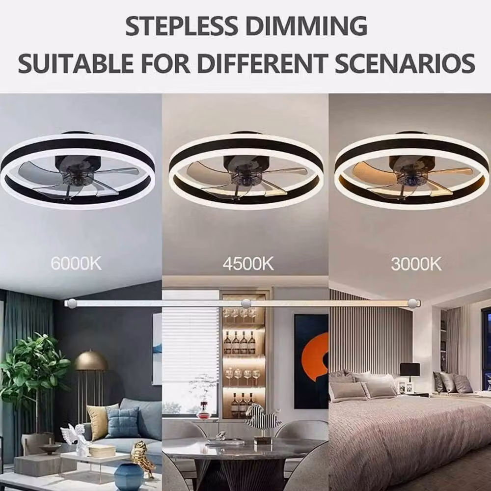 FLAVORA Dimmable LED Ceiling Fan Light with Remote Control in Black – 4