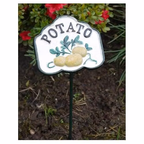 Gifts Direct 2 U Metal Potato Vegetable Garden Marker Stake in White and Multicolour