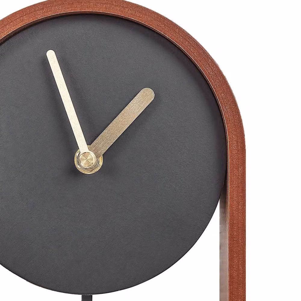 Wyld and Coco Luxe Modern Analog Table Clock in Black and Gold with Pendulum – 5
