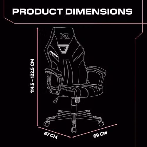 X-Rocker Tempest High Back Ergonomic Gaming Chair in Pink with Faux Leather and Armrests – 2
