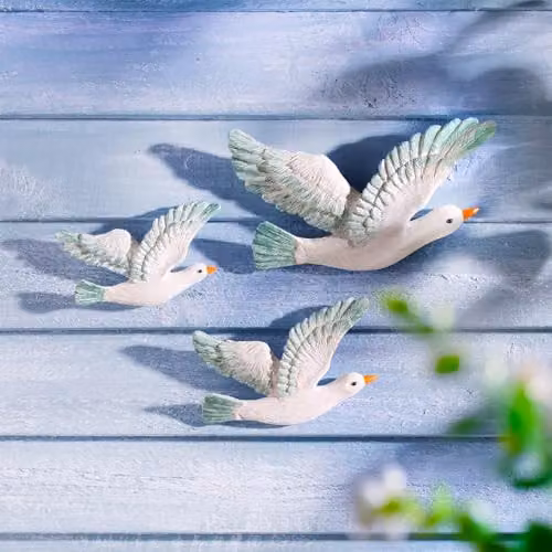 Gainsborough Set of 3 Nautical Bird Hanging Ornaments in White and Multicolour