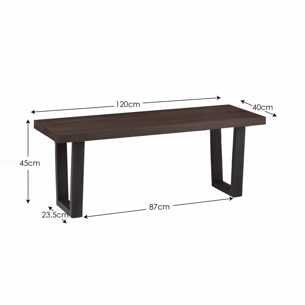 Cheshire Premium Kingsley Wooden Bench in Dark Oak with Gunmetal Frame, Dark Brown – 3