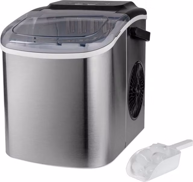 Daewoo Compact Countertop Ice Cube Maker Machine, 12kg Capacity, Silver