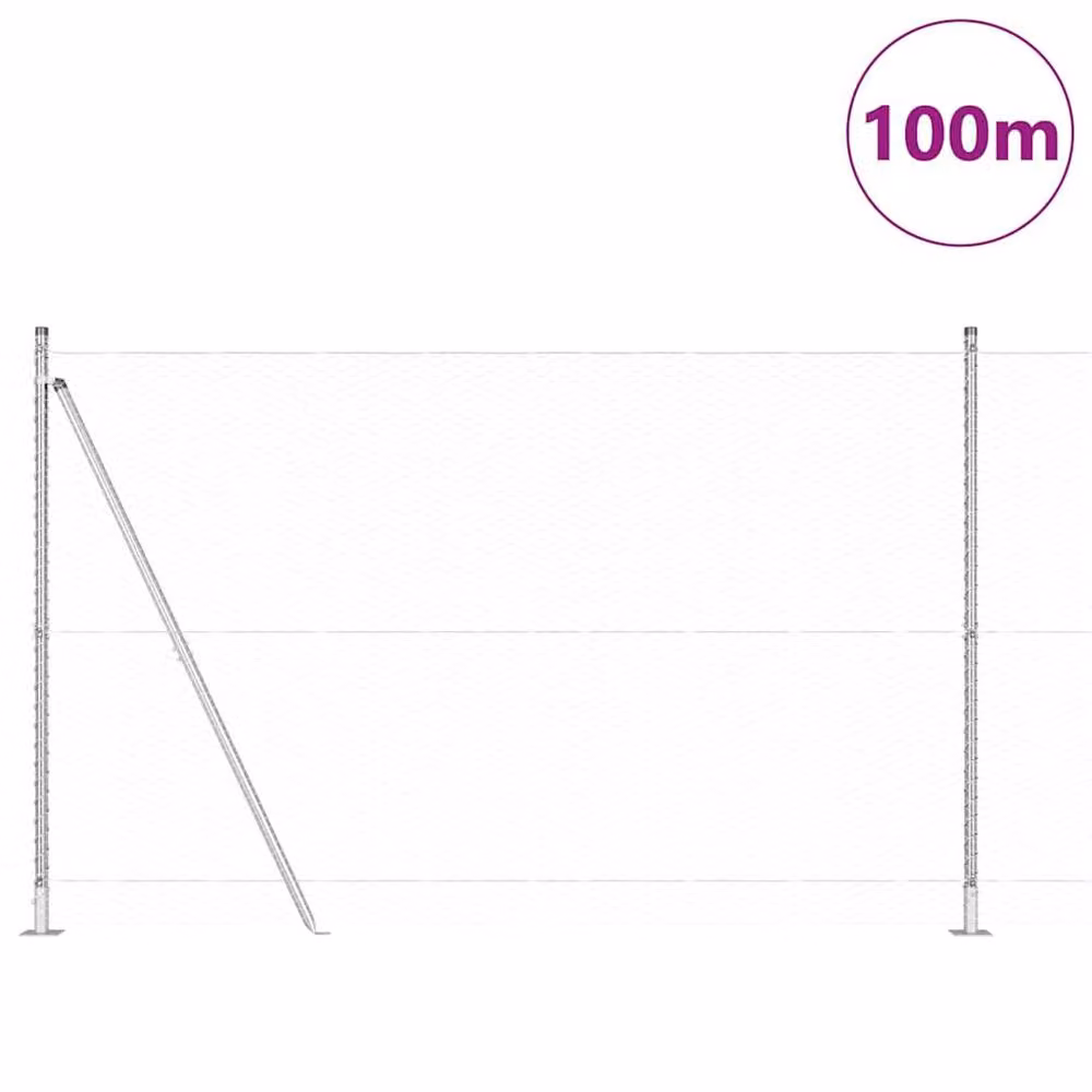 Berkfield Home Hexagon Fence in Silver Galvanised Steel, H: 140 cm x W: 100 m – 2