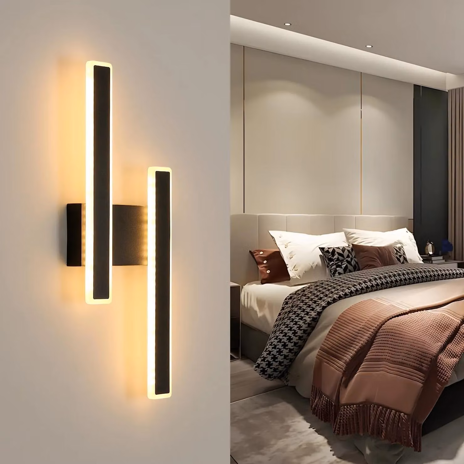 COMELY Modern LED Indoor Wall Light in Black, 32W Up and Down Lighting for Living Room, Bedroom or Hallway – 3