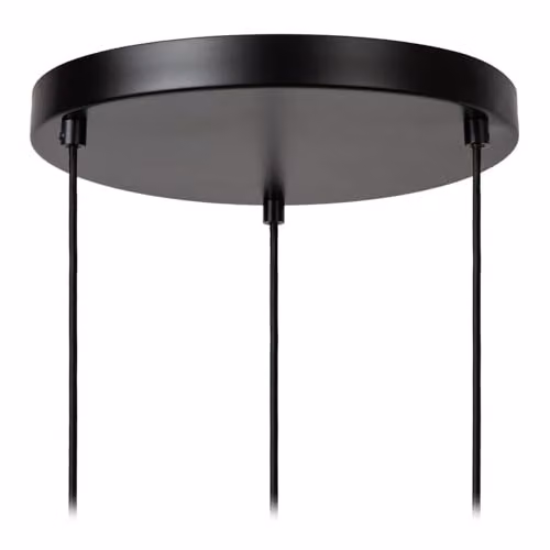 Lucide Ilona Black Glass Pendant Light, Height Adjustable, 3 x E27, H 174 cm x W 51 cm x D 51 cm – 3