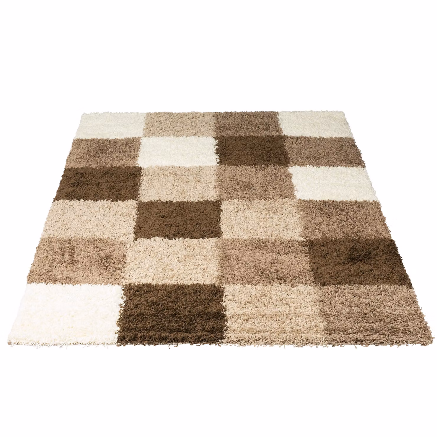 Bravich LTD California Checked Thick Shaggy Rug in Beige, W: 200 cm, D: 290 cm – 2