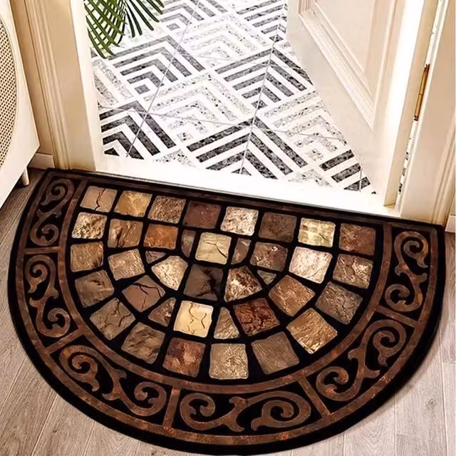 EONLION 5-Piece Semicircular Outdoor Door Mat Set in Brown, Weatherproof and Non-Slip Rubber, W/D/H: 100 x 100 x 5 cm – 1