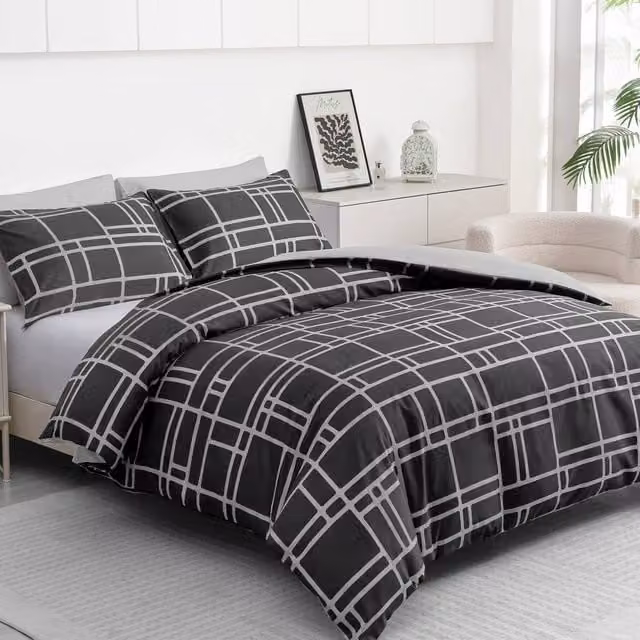 Grace Premium Microfibre Duvet Cover Set in Black, Single, 90 x 200 cm