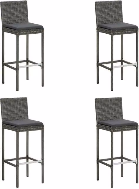Berkfield Home 5 Piece Grey Poly Rattan Garden Bar Set with Cushions – 1