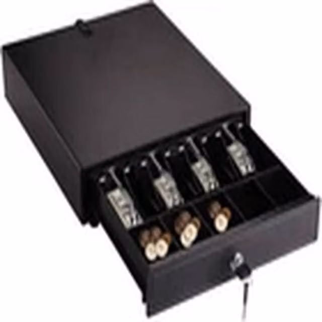 EONLION Cash Register Drawer with 4 Bill and 5 Coin Trays, Key Lockable, Black