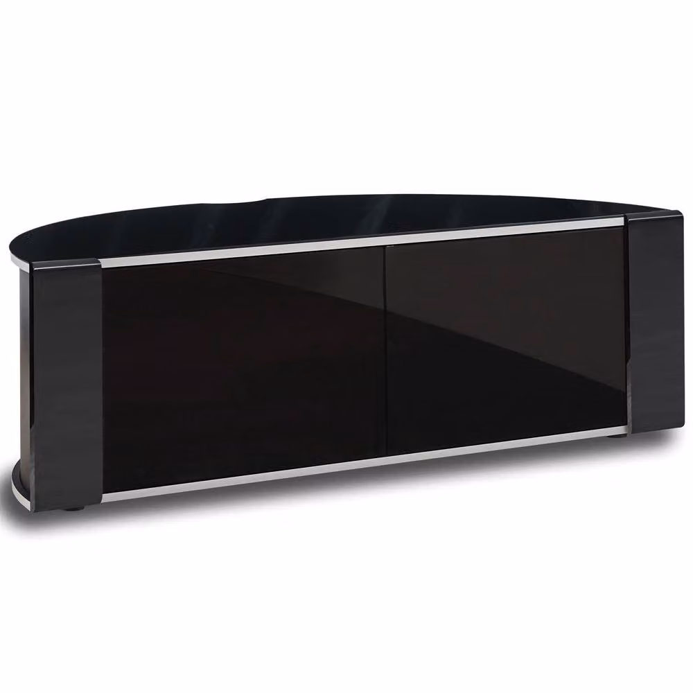 MDA Designs Sirius 1200 TV Cabinet in Black with Glass Details, W: 120 cm, D: 51 cm, H: 44 cm – 3